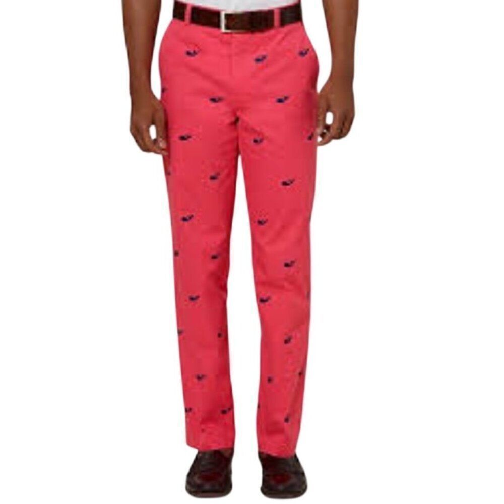 Brooks Brothers Clark Pants Whale Embroidery Nantucket Red Navy 34/34